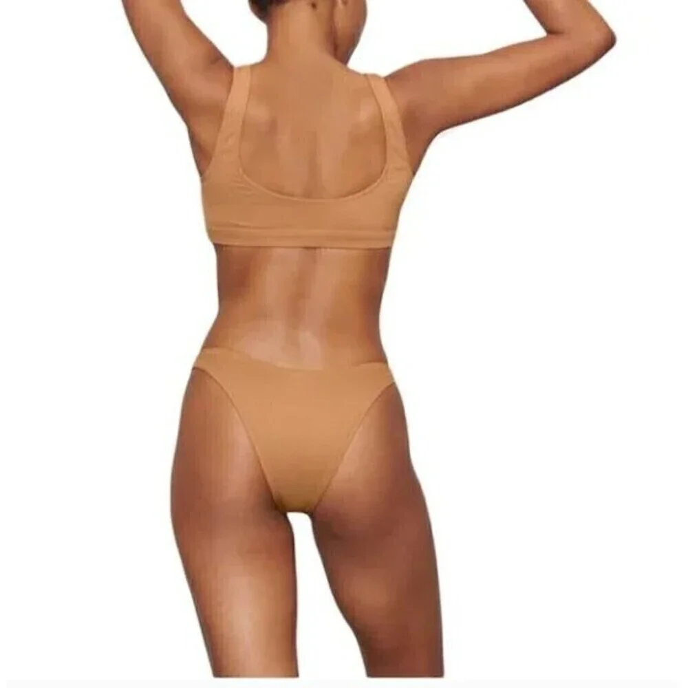 SKIMS NWT Signature Swim Cheeky Tanga Bottoms in Almond 3X